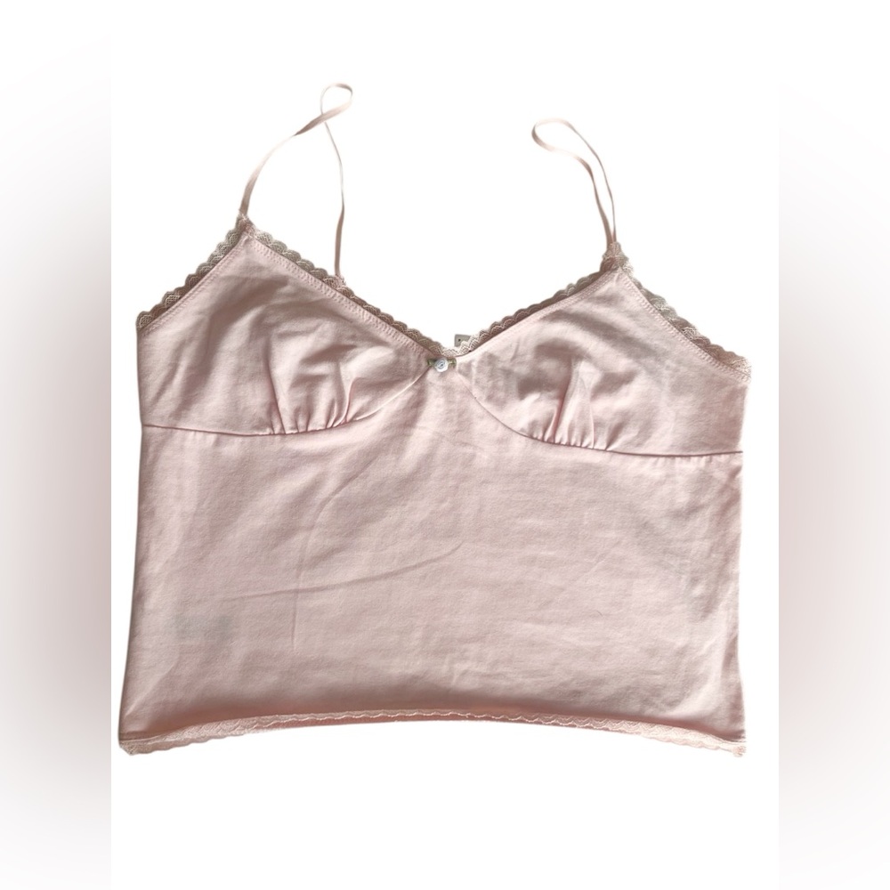Coquette crop top light pink with bow and lace (like new barely worn)